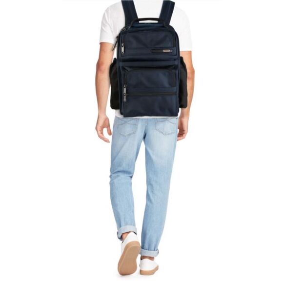 TUMI $550 16.5" Brief Backpack luggage carry on blue NWT - Picture 2 of 6